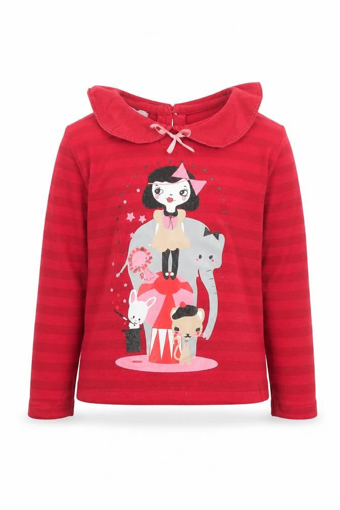 H&M Girls Red  Cotton Basic T-Shirt Size 3-4 Years Collared