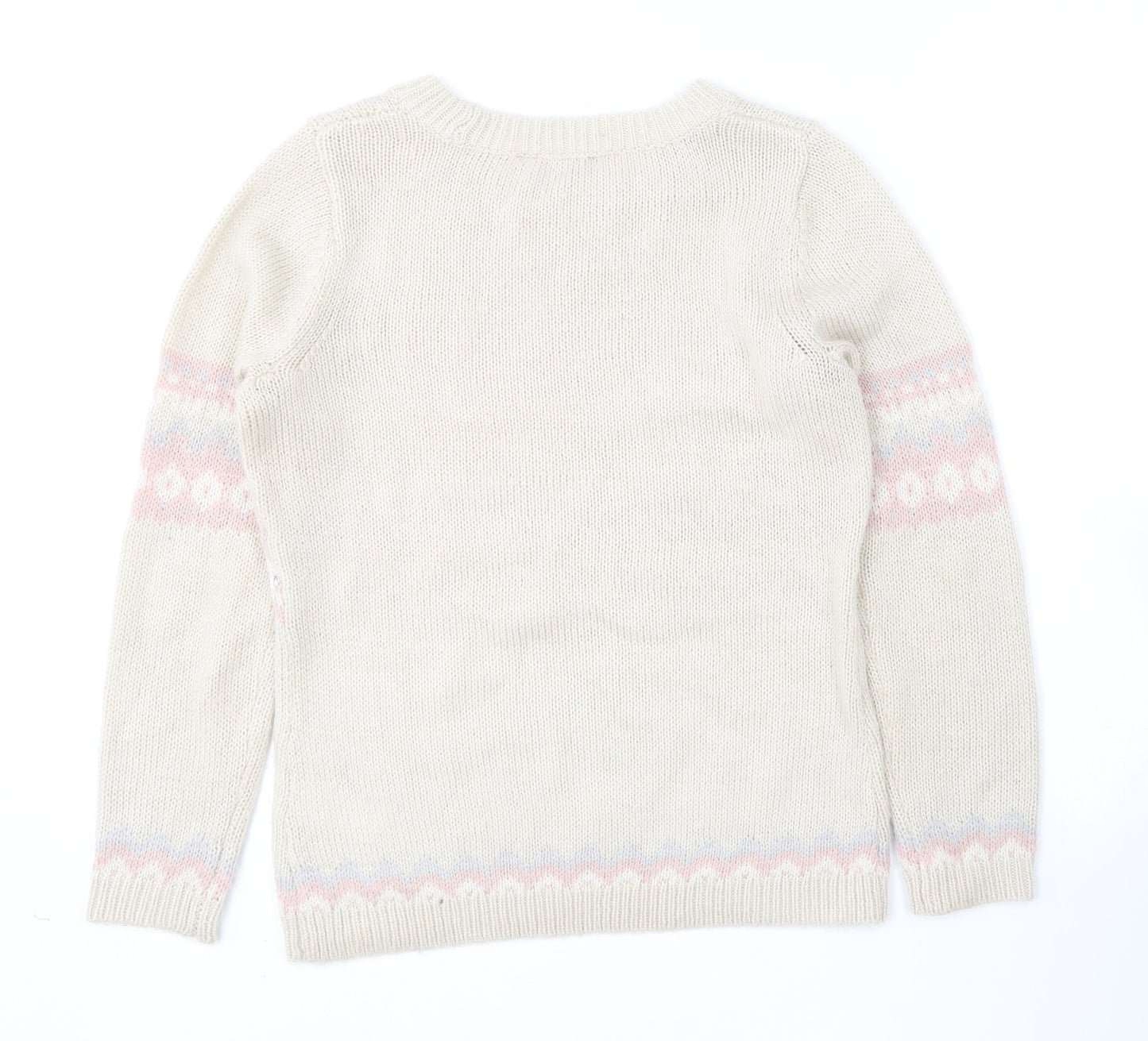 Dorothy Perkins Womens Beige Round Neck  Acrylic Pullover Jumper Size 10