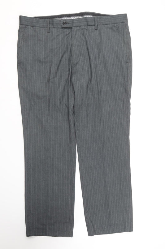 Butler & Webb  Womens Grey Striped Polyester Trousers  Size 38 in L29 in Regular
