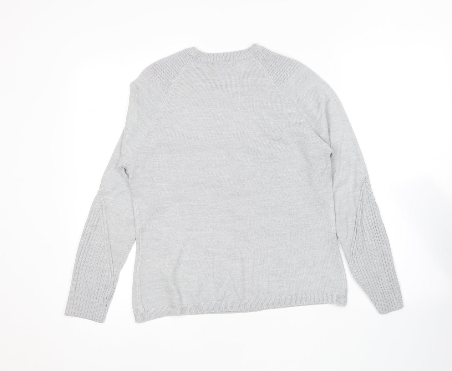 Marks and Spencer Womens Grey Round Neck  Acrylic Pullover Jumper Size 10