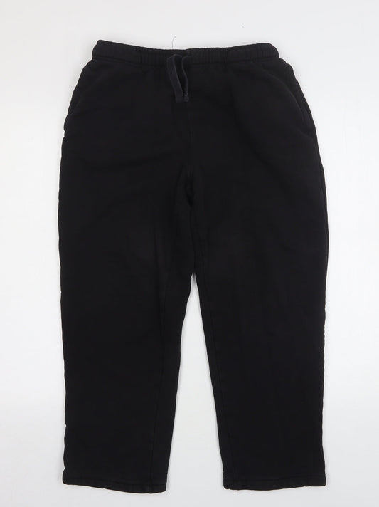 Easy Mens Black  Cotton Sweatpants Trousers Size M L25 in Regular Drawstring - Cropped