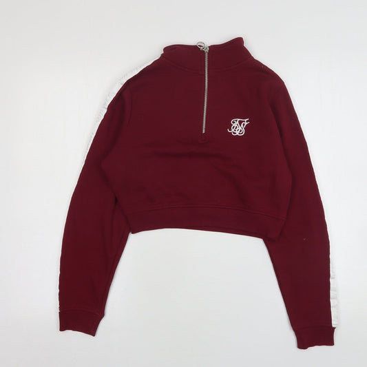 SikSilk Womens Purple  Cotton Pullover Sweatshirt Size 8   - Cropped