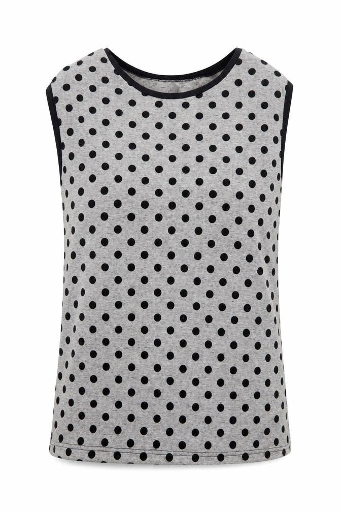 Miss Selfridge Womens Grey Polka Dot Polyester Basic Tank Size 10 Round Neck