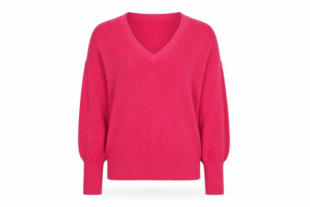 Marks & Spencer Womens Pink V-Neck  Polyester Pullover Jumper Size XS