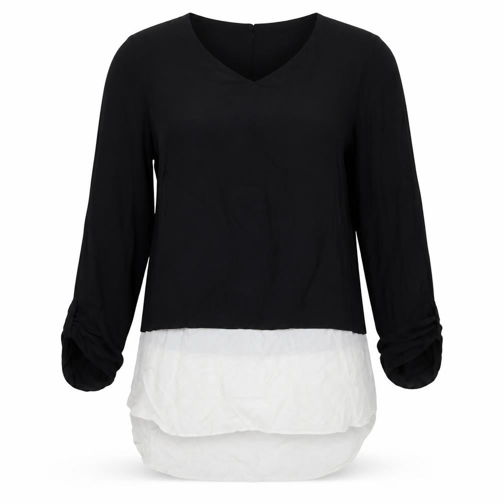 Papaya Womens Black  Viscose Basic Blouse Size 12 V-Neck