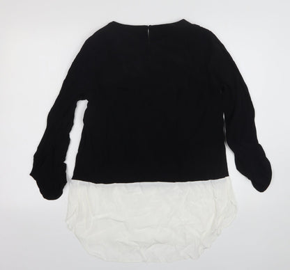 Papaya Womens Black  Viscose Basic Blouse Size 12 V-Neck
