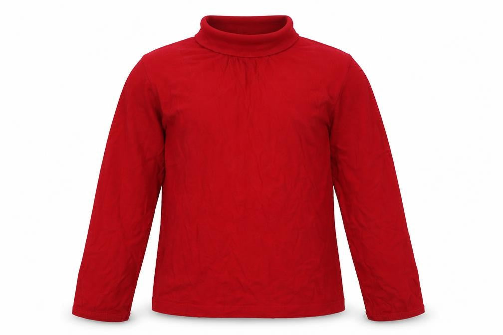 Dunnes Girls Red  Cotton Basic T-Shirt Size 8 Years Roll Neck Pullover