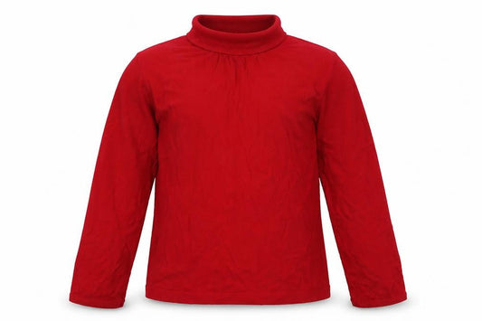 Dunnes Girls Red  Cotton Basic T-Shirt Size 8 Years Roll Neck Pullover