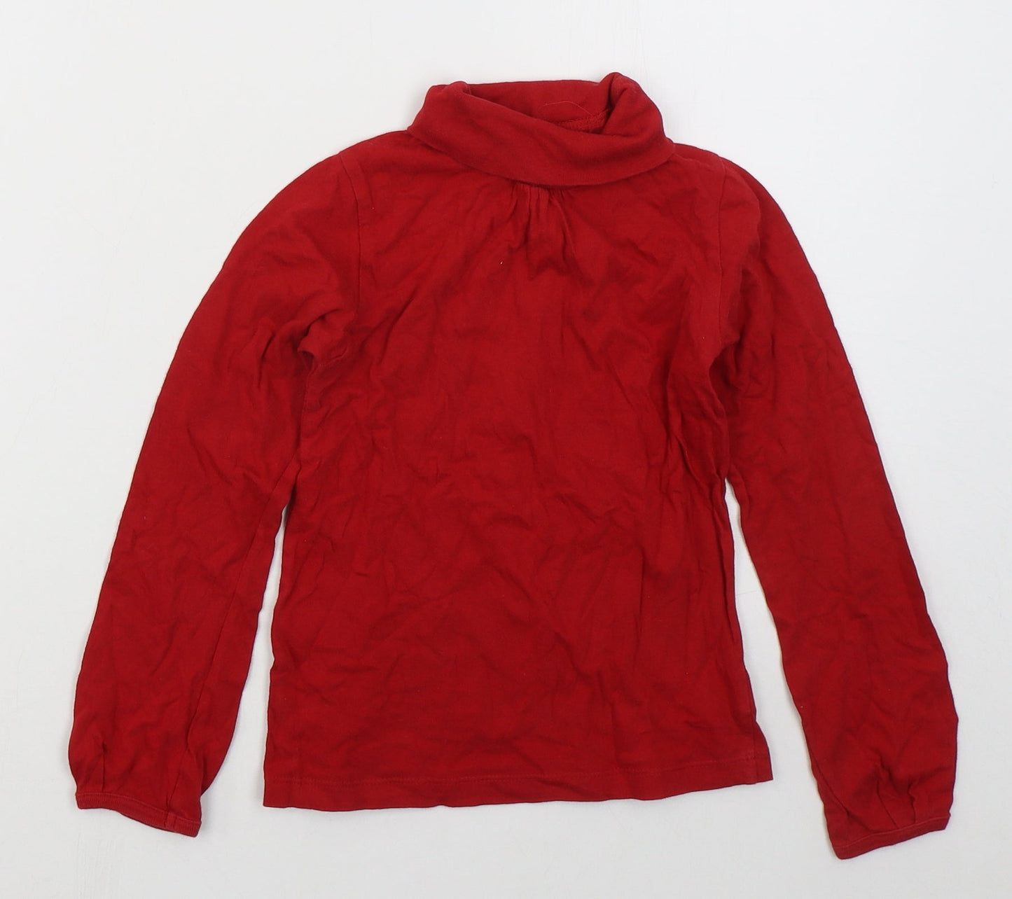 Dunnes Girls Red  Cotton Basic T-Shirt Size 8 Years Roll Neck Pullover