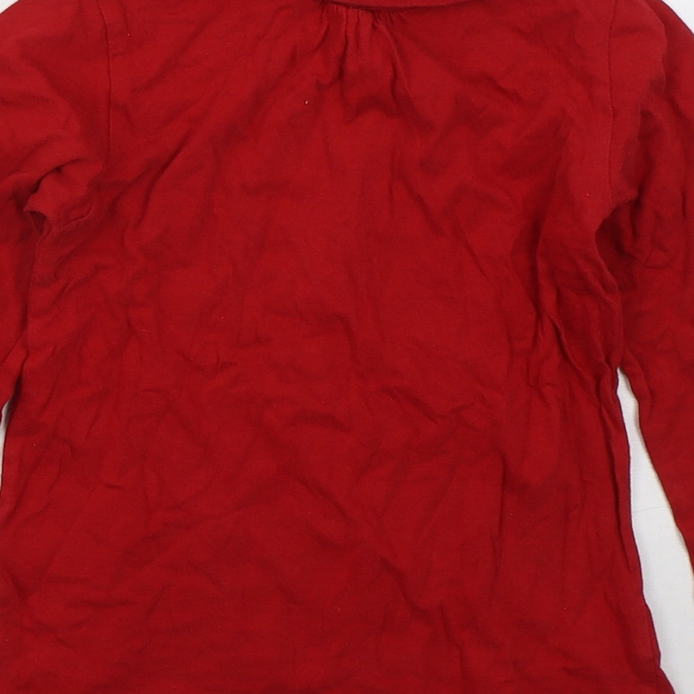Dunnes Girls Red  Cotton Basic T-Shirt Size 8 Years Roll Neck Pullover