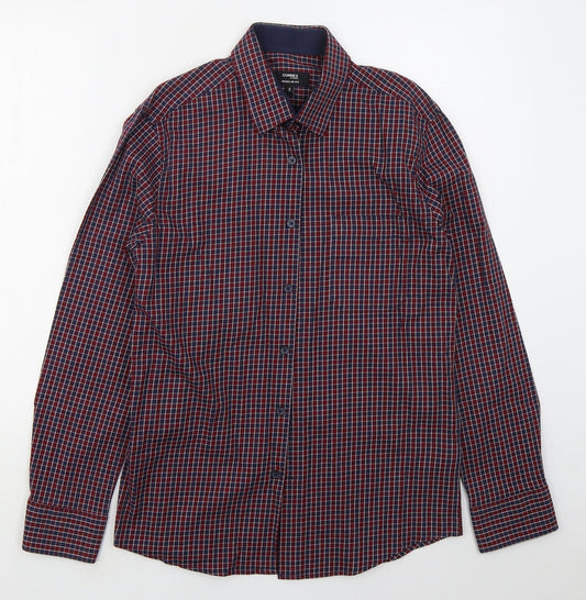 Dunnes Mens Red Check Cotton  Button-Up Size S Collared Button