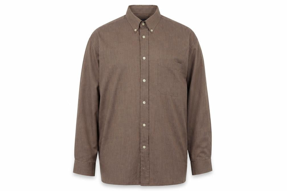 Double TWO Mens Brown  Polyester  Button-Up Size 15.5 Collared Button