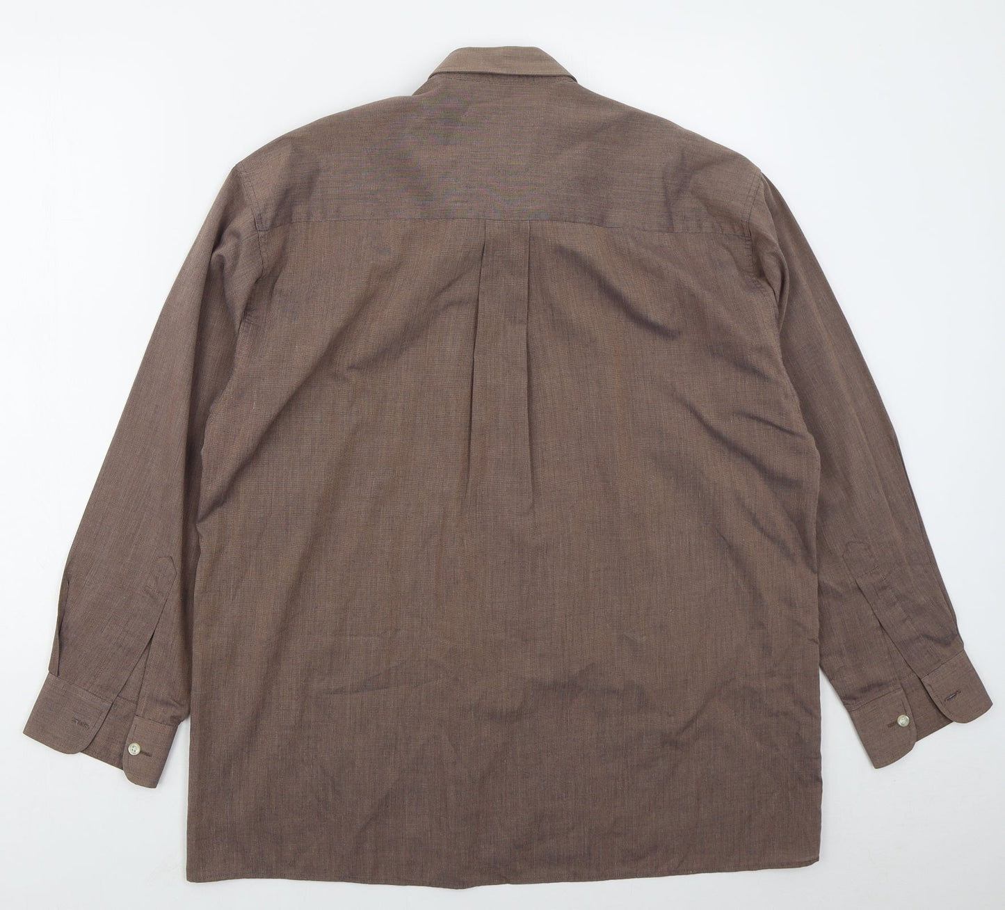 Double TWO Mens Brown  Polyester  Button-Up Size 15.5 Collared Button