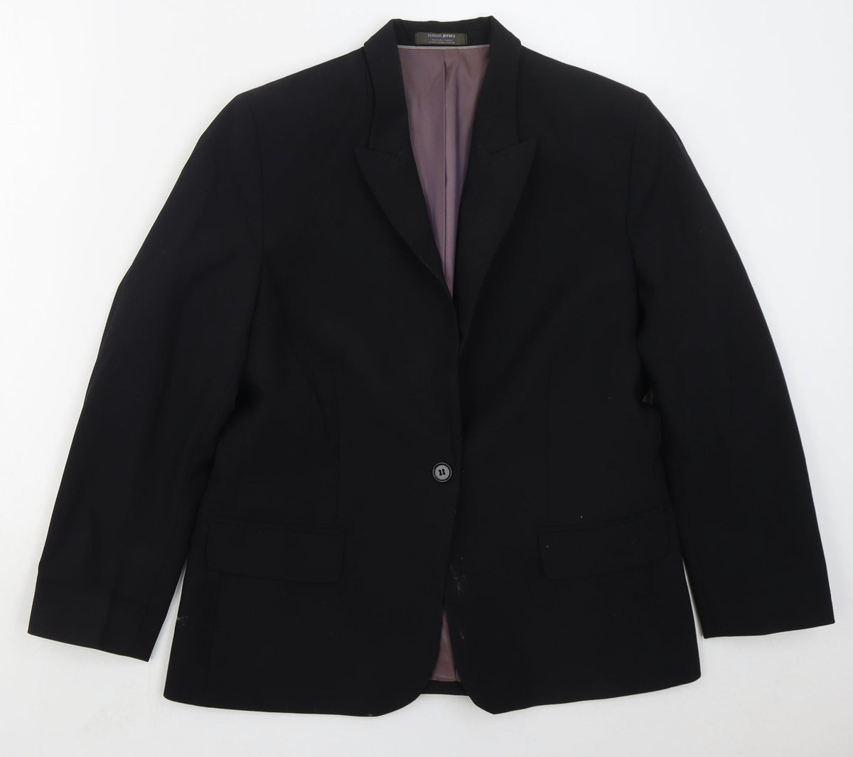 Simon Jersey Womens Black  Polyester Jacket Suit Jacket Size 14
