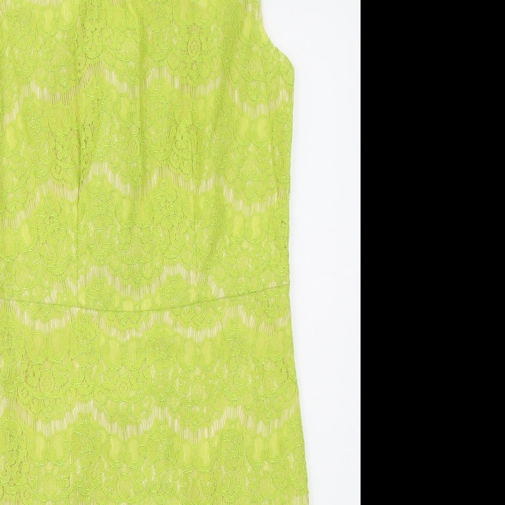 Darling Womens Green  Nylon Pencil Dress  Size M  Round Neck Zip