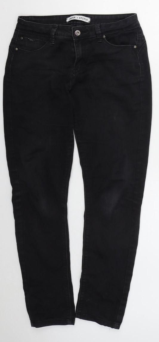 Paper + Stitch Womens Black  Cotton Skinny Jeans Size 30 in L29 in Regular Button