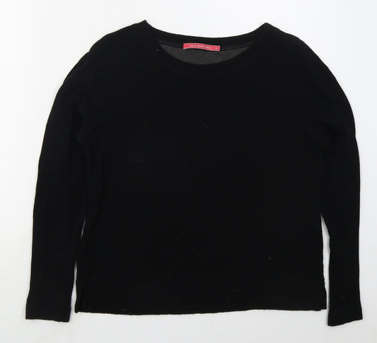 EVELIN BRANDT Womens Black Boat Neck  Viscose Pullover Jumper Size 12