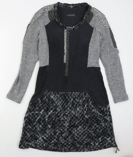 OKS Womens Grey  Acrylic Skater Dress  Size M  Round Neck Pullover -