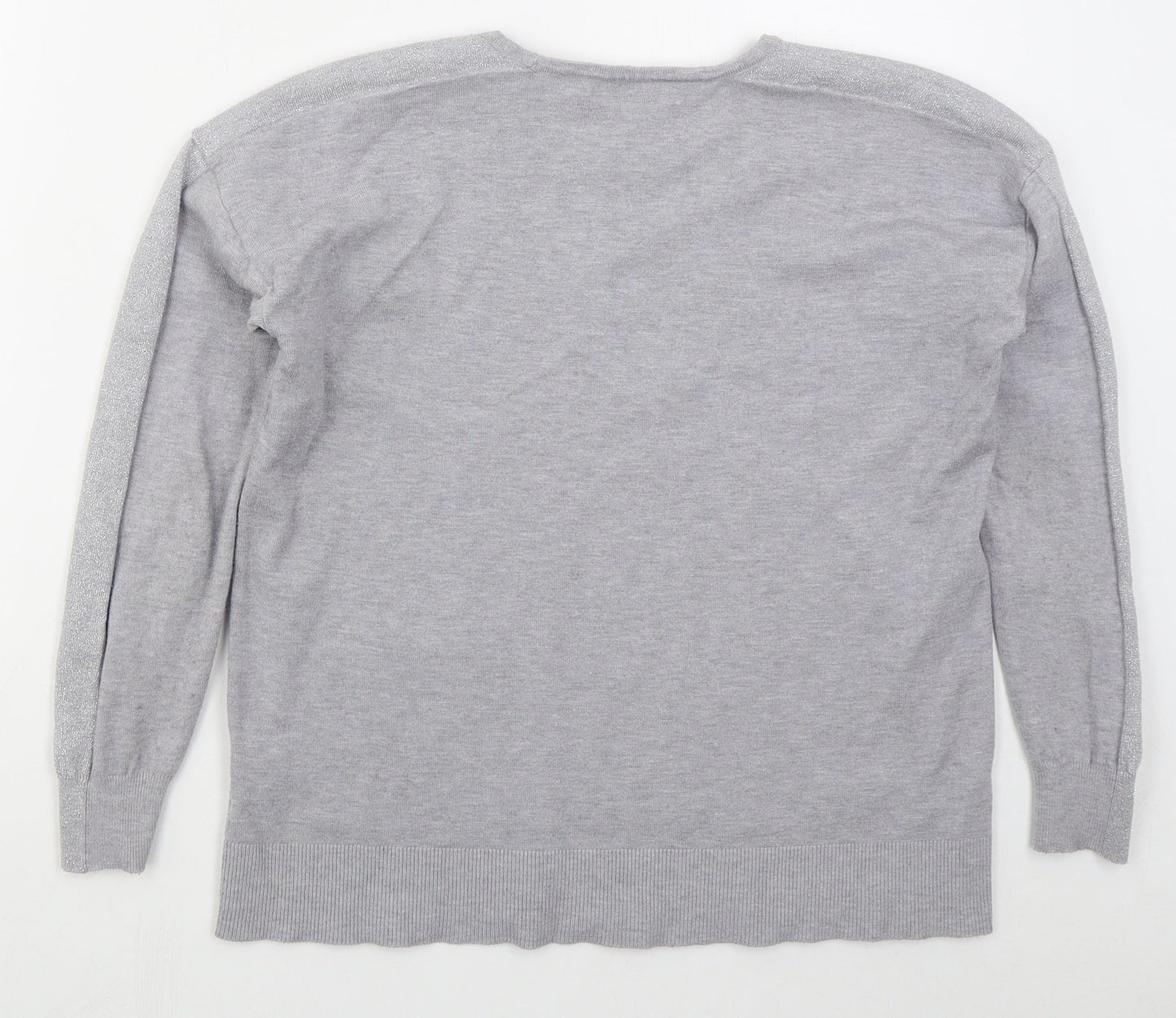 Bluoltre Womens Grey Crew Neck  Viscose Pullover Jumper Size S