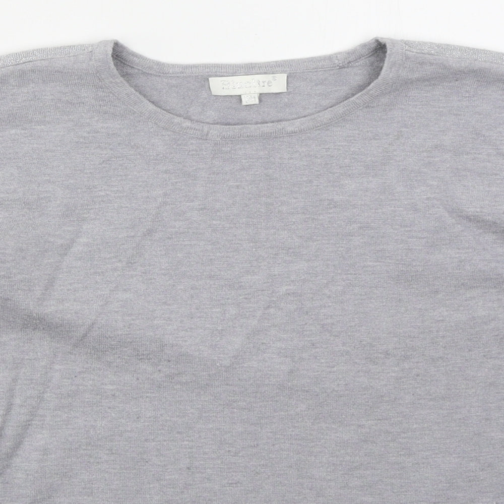 Bluoltre Womens Grey Crew Neck  Viscose Pullover Jumper Size S