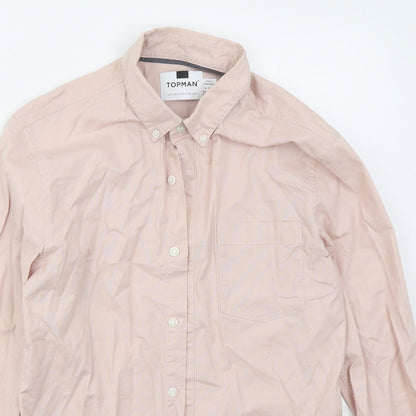 Preloved Topman Mens Pink  Cotton  Button-Up Size M Collared Button - Detail