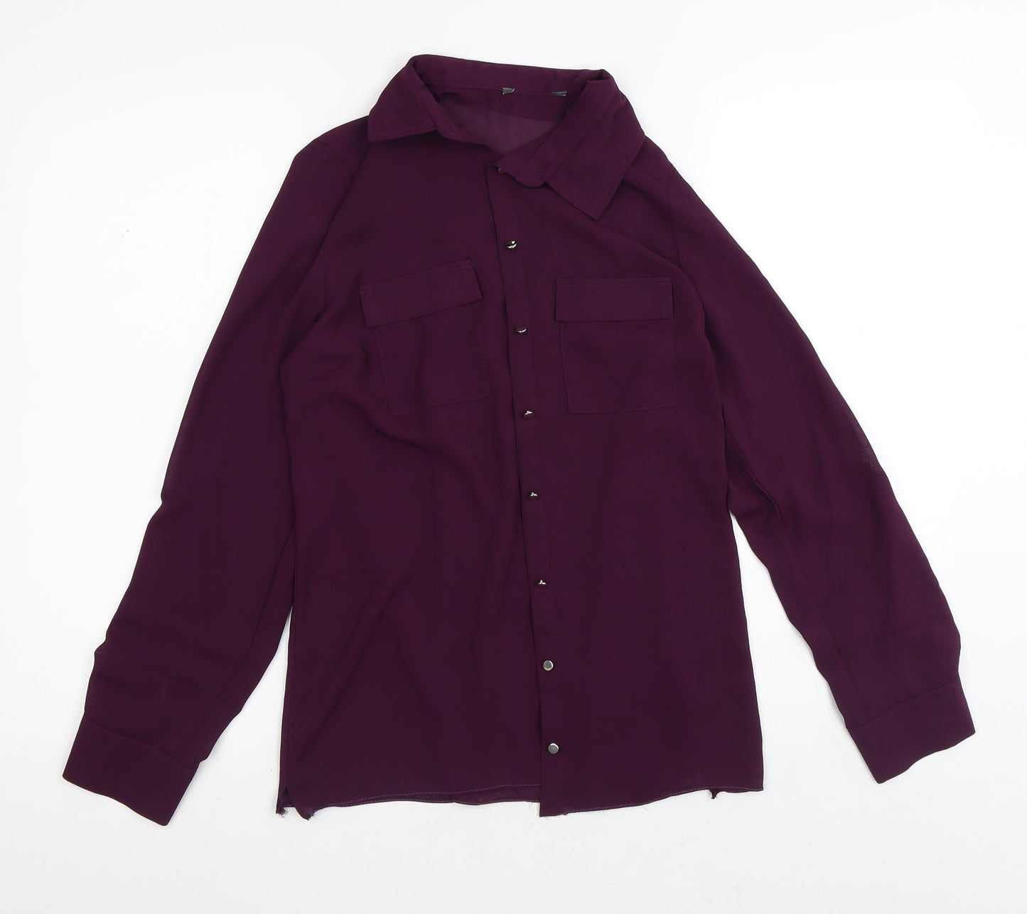 Preworn Womens Purple Collared  Polyester Cardigan Jumper Size S
