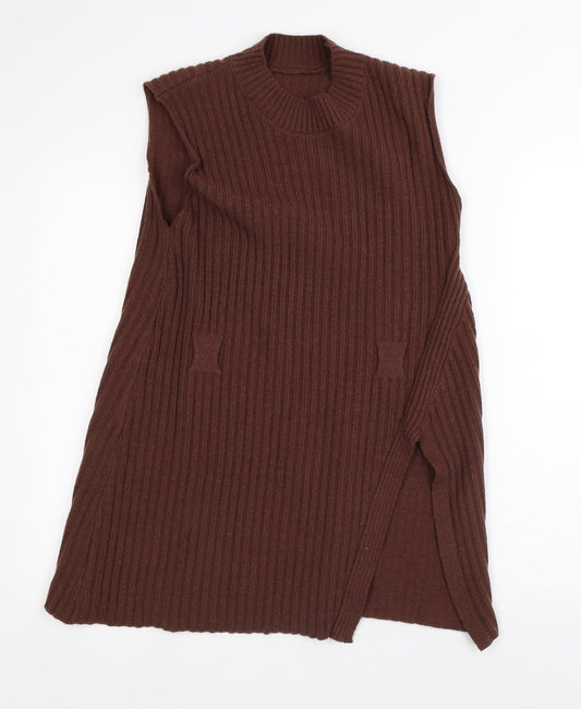 Preworn Womens Brown  Polyester Jumper Dress  Size S  Crew Neck