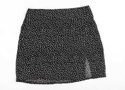 SHEIN Womens Black Geometric Polyester A-Line Skirt Size M