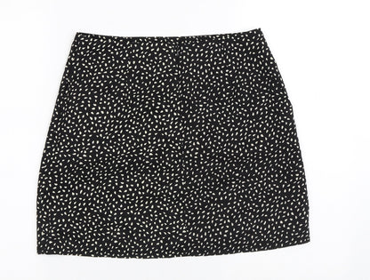 SHEIN Womens Black Geometric Polyester A-Line Skirt Size M