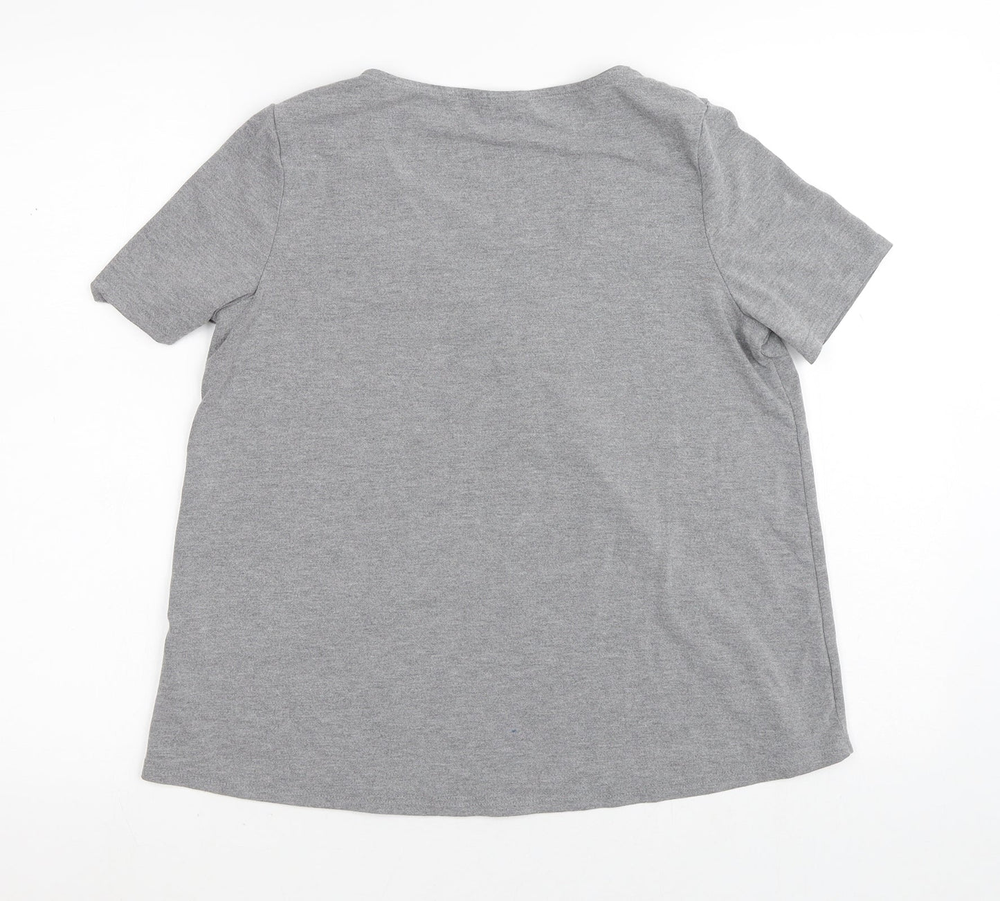 Topshop Womens Grey  Polyester Basic T-Shirt Size 8 V-Neck