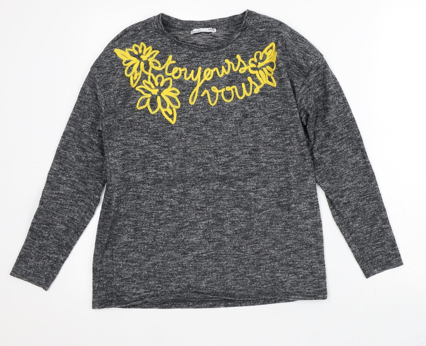 Zara Womens Grey  Cotton Pullover Sweatshirt Size S