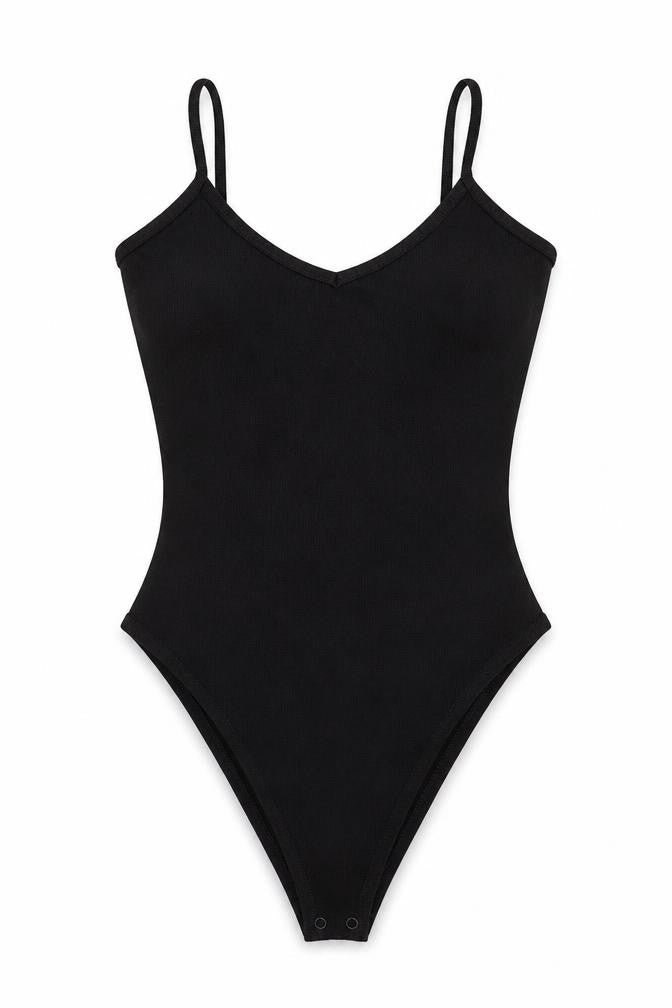 Primark Womens Black  Polyester Bodysuit One-Piece Size S  Snap - Ribber