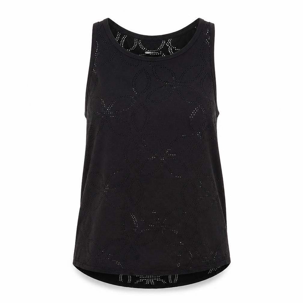 H&M  Womens Black Floral Polyester Jersey Tank Size M Round Neck