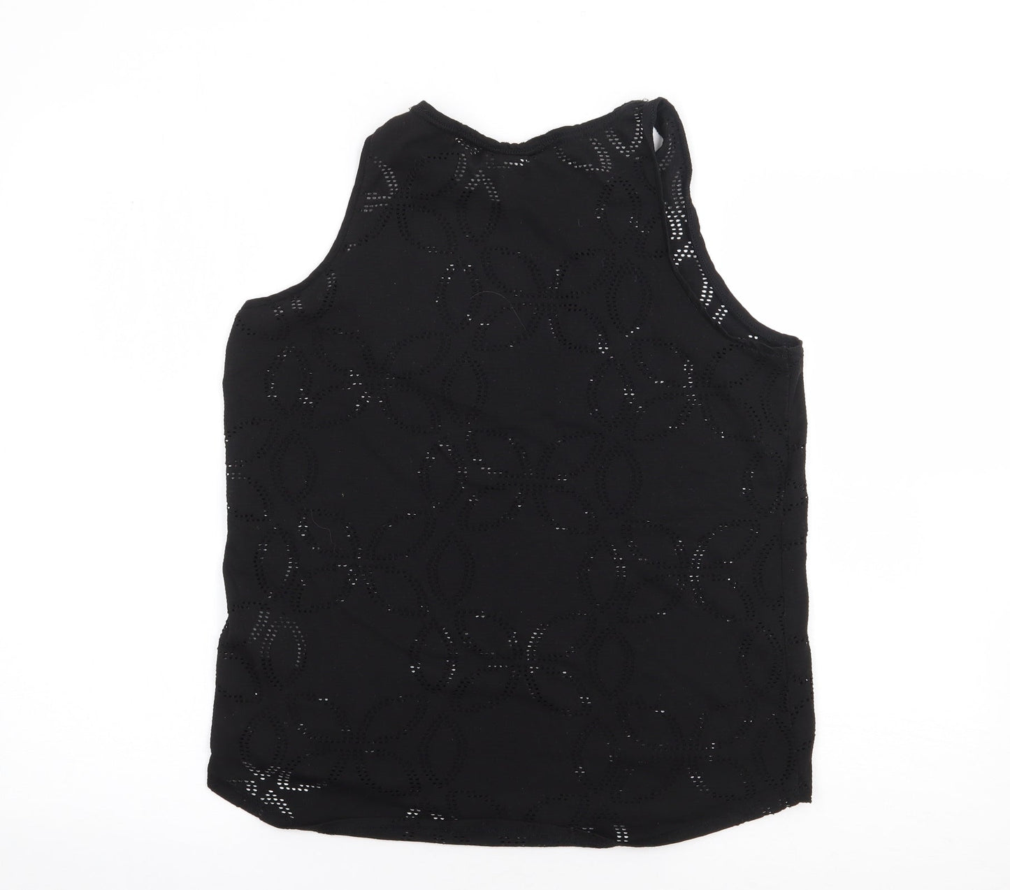 H&M  Womens Black Floral Polyester Jersey Tank Size M Round Neck