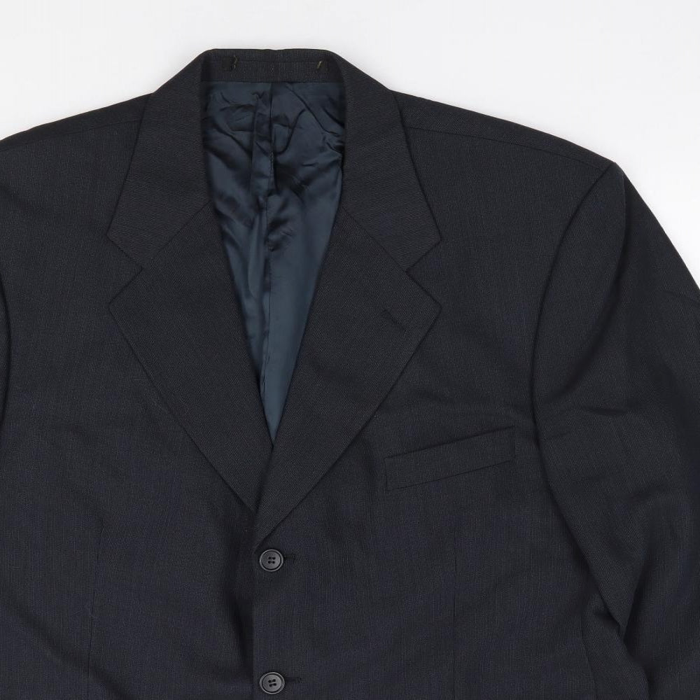Preworn Mens Blue  Wool Jacket Suit Jacket Size 44