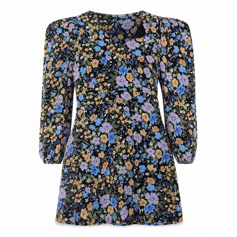 Villa Womens Black  Polyester Shift  Size 10  V-Neck Pullover