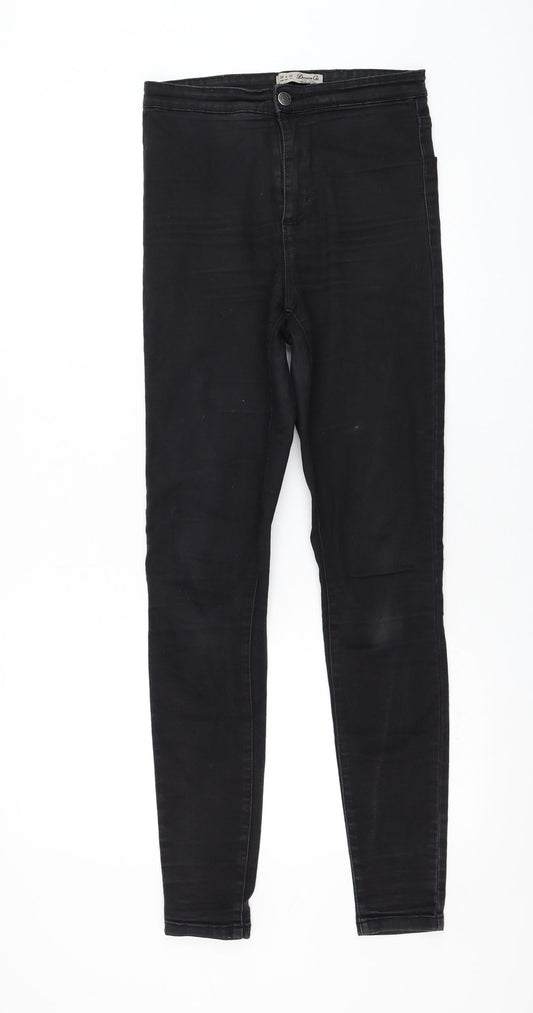 Primark Womens Black  Cotton Skinny Jeans Size 10 L30 in Regular Zip