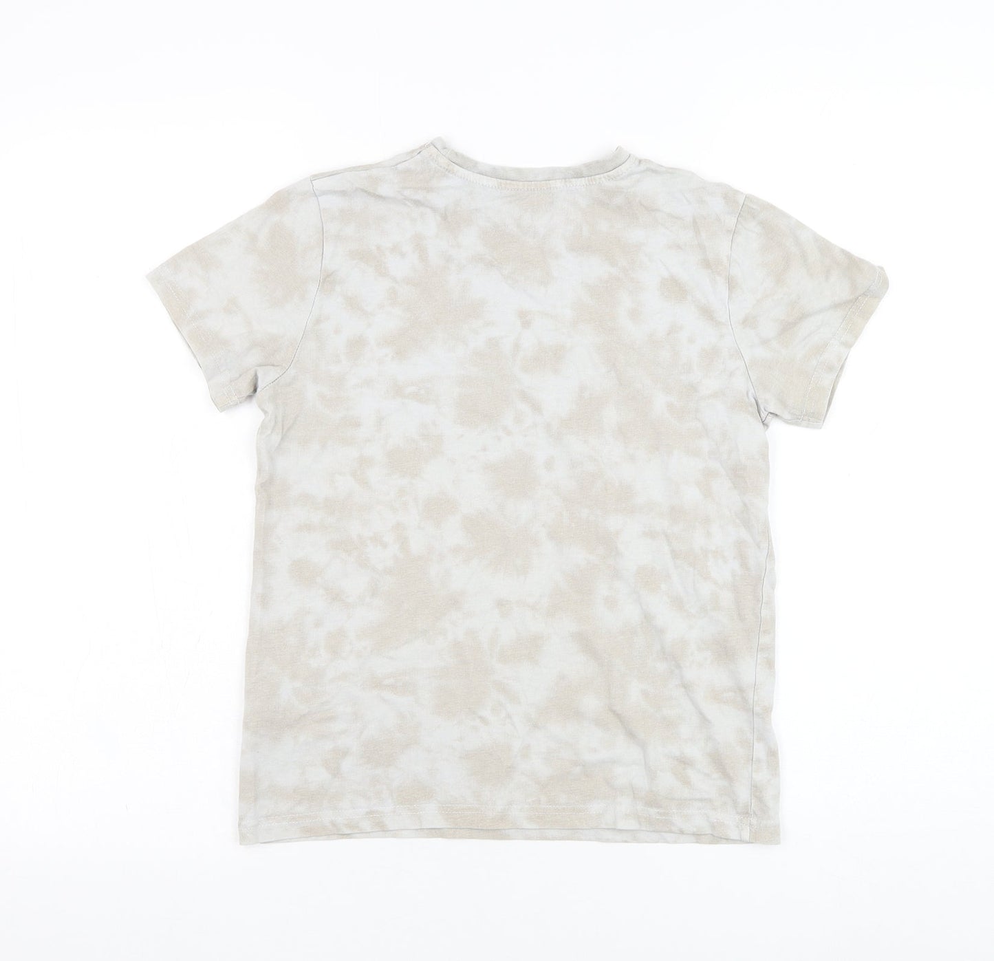 Primark Boys Grey  Cotton Basic T-Shirt Size 10-11 Years Round Neck Pullover - Tie dye