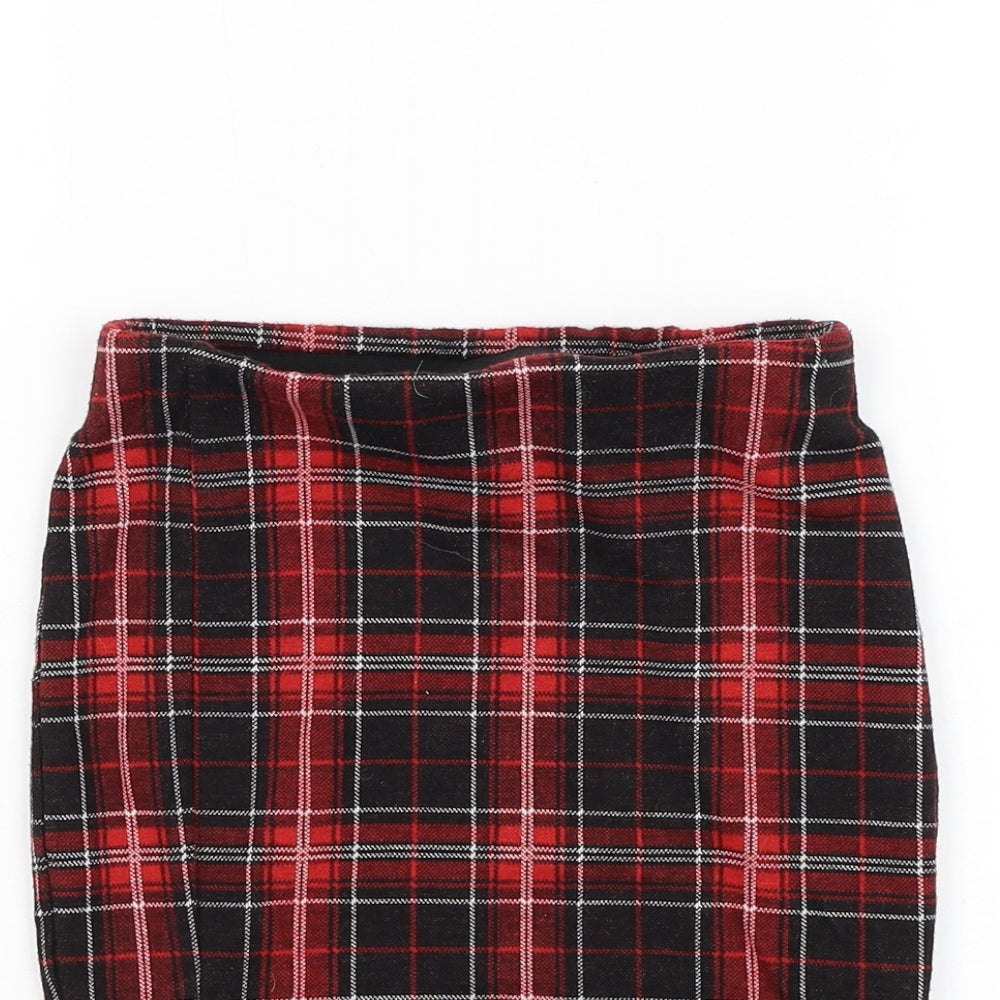 New Look Girls Red Check Polyester Straight & Pencil  Size 9 Years  Regular Pull On