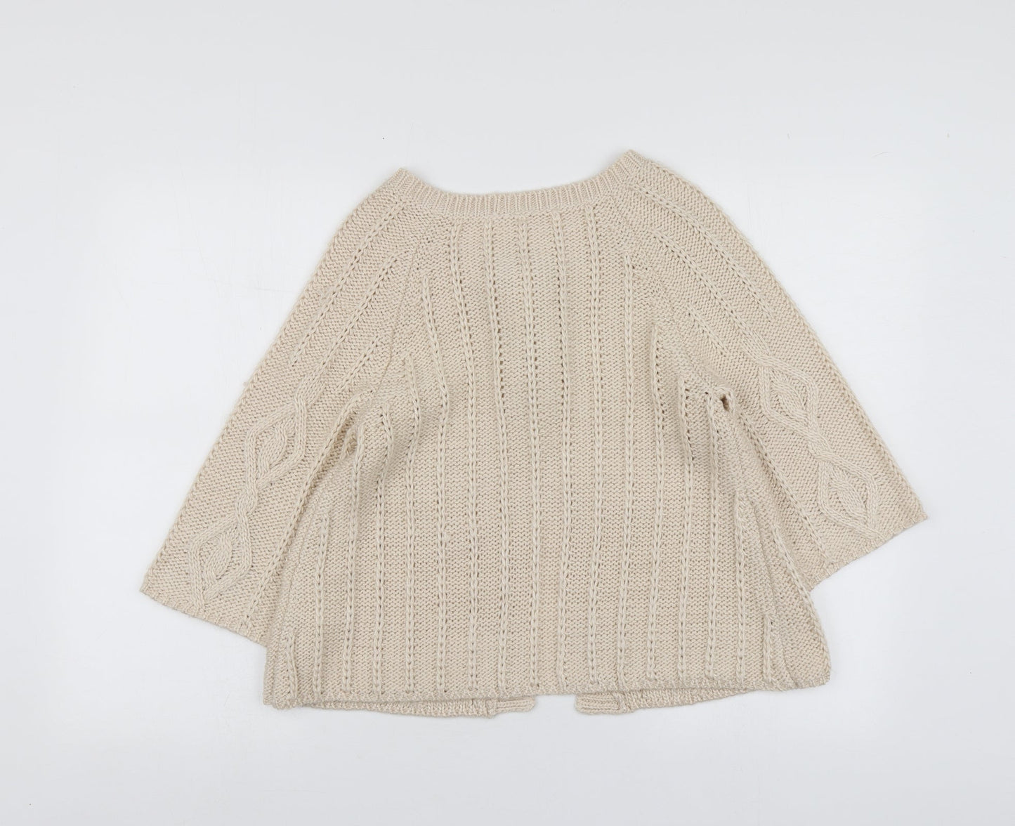 Evie Womens Beige Round Neck  Acrylic Cardigan Jumper Size 12