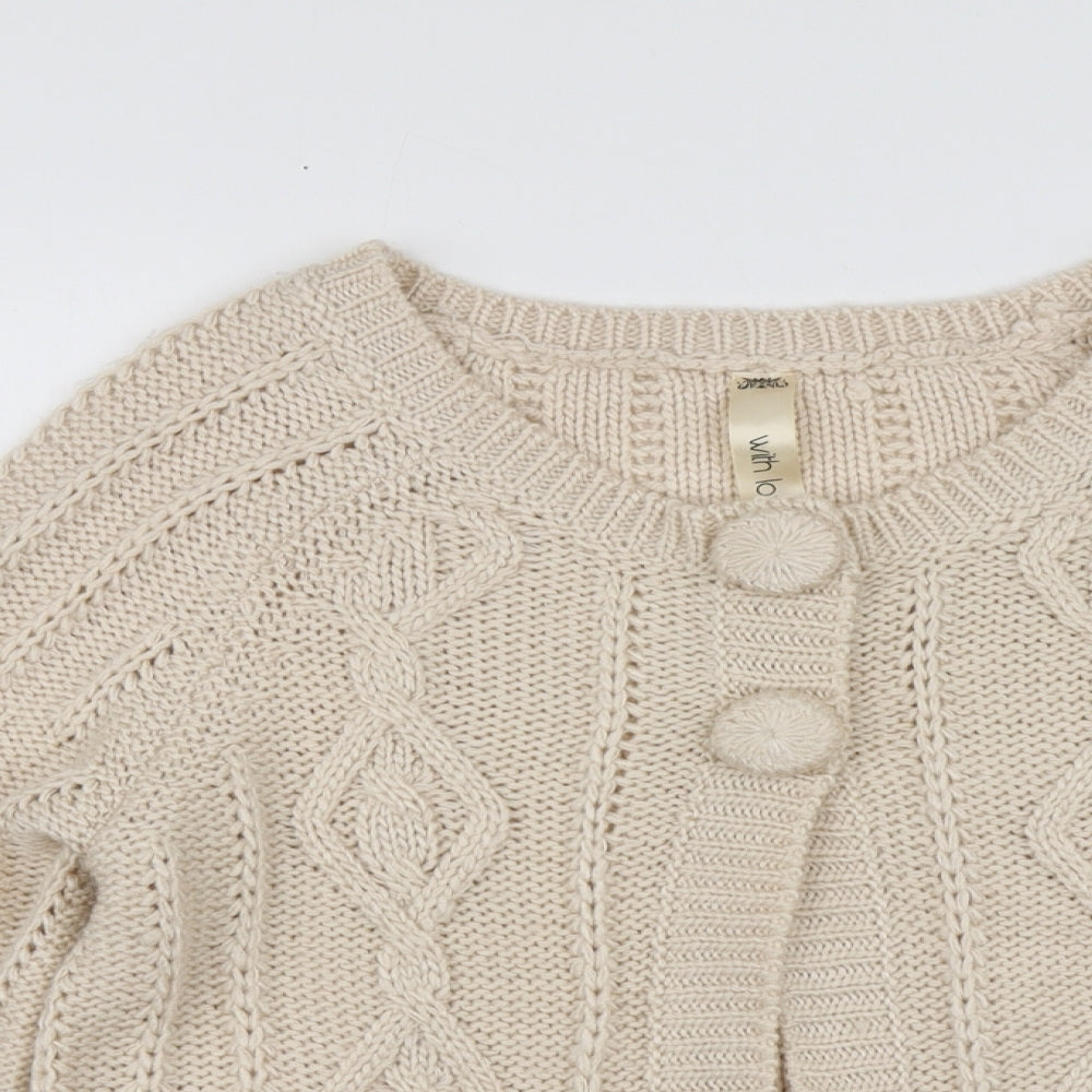 Evie Womens Beige Round Neck  Acrylic Cardigan Jumper Size 12