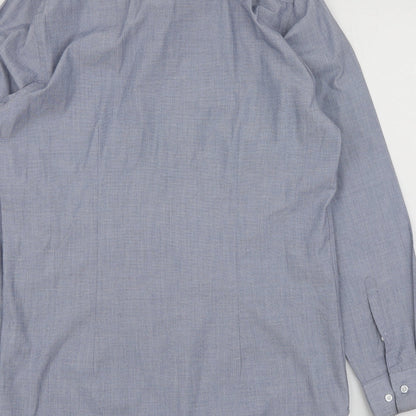 F&F Mens Blue  Polyester  Button-Up Size 15 Collared