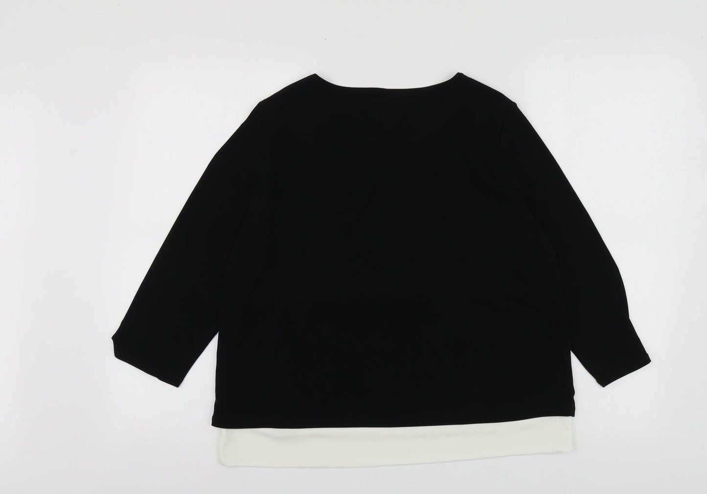 Trawelers Womens Black  Polyester Basic Blouse Size 6 Round Neck