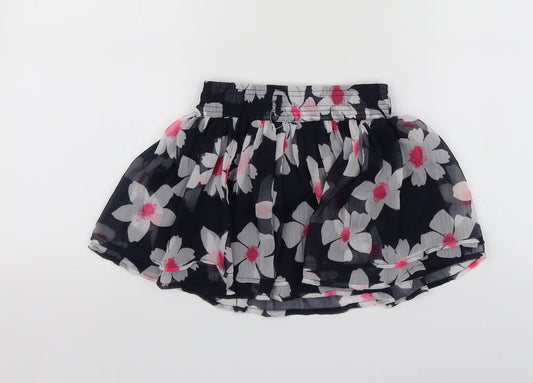 Young Dimension Girls Blue Floral Polyester Skater Skirt Size 3-4 Years  Regular