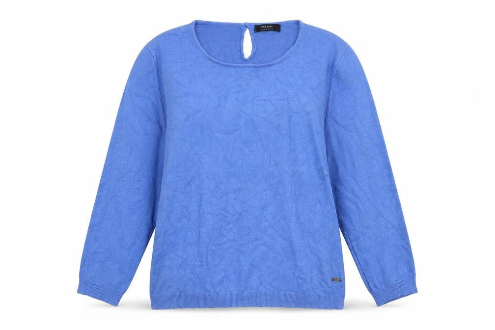 Mango Womens Blue Round Neck  Acrylic Pullover Jumper Size M