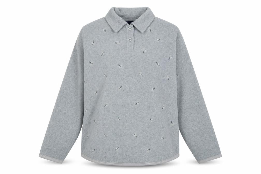 DASH Womens Grey Collared Geometric Polyester Pullover Jumper Size 12