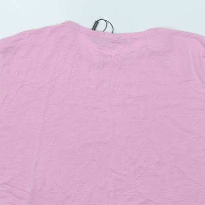 PRETTYLITTLETHING Womens Pink  Viscose Basic T-Shirt Size 8 Round Neck