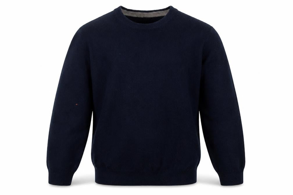 HENRY BARROWS Mens Blue Round Neck  Acrylic Pullover Jumper Size L