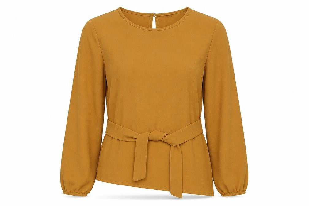 Boohoo Womens Yellow  Polyester Basic Blouse Size 8 Round Neck