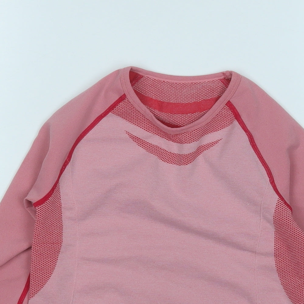 Crivit Girls Pink  Polyester Basic T-Shirt Size 6-7 Years Round Neck